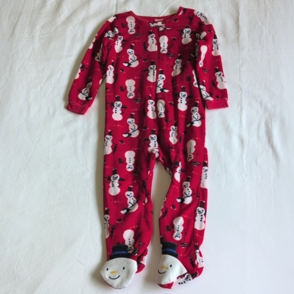 joe fresh snowman fleece zipper footie sleeper pajamas 18-24 months baby unisex